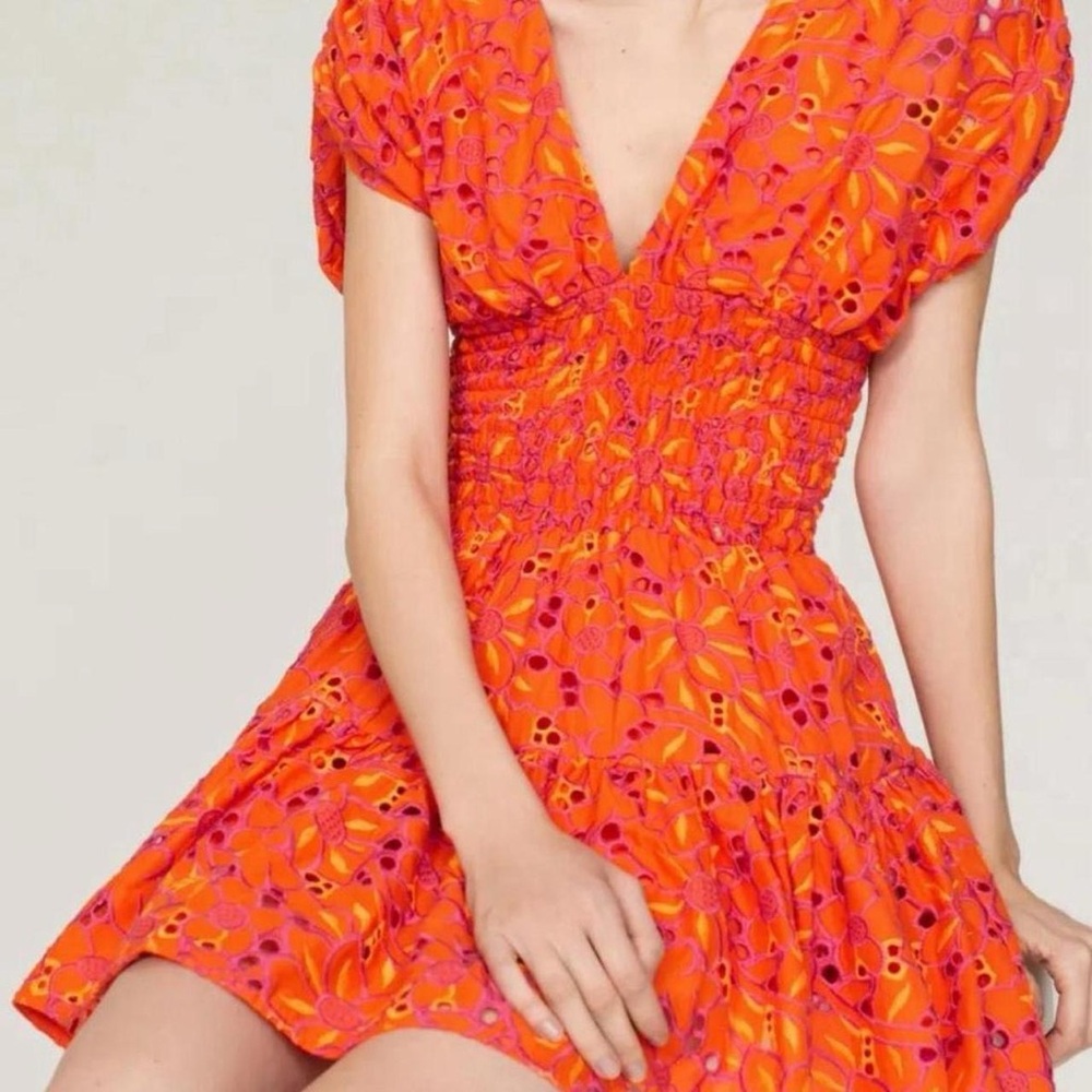 Elegant Orange Floral Mini Dress